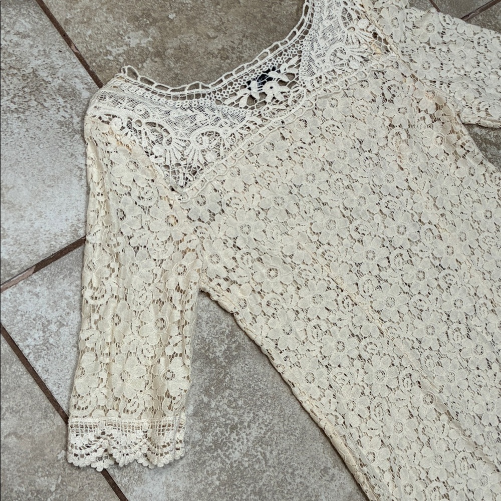 Spense Ivory Crochet Lace Midi Dress - Picture 7 of 7